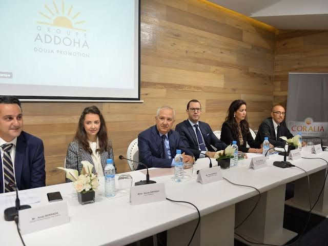 Anas Sefrioui with the Groupe Addoha management team at a company press conference